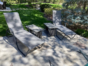 2 Chaise Lounge Chairs + 2 Matching Side Tables