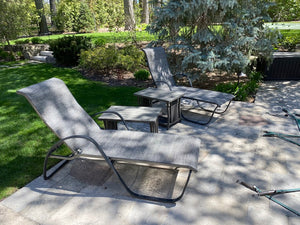 2 Chaise Lounge Chairs + 2 Matching Side Tables