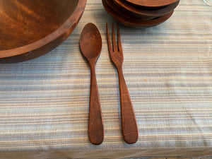 Mid Century Modern Baribocraft, 7 Piece Wood Maple Salad Bowl Set