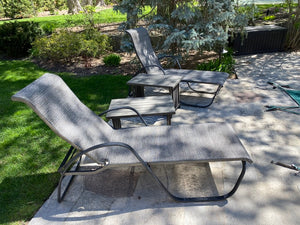 2 Chaise Lounge Chairs + 2 Matching Side Tables