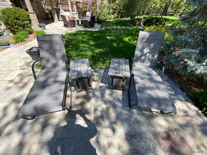 2 Chaise Lounge Chairs + 2 Matching Side Tables