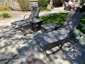 2 Chaise Lounge Chairs + 2 Matching Side Tables