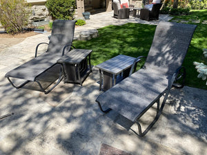 2 Chaise Lounge Chairs + 2 Matching Side Tables