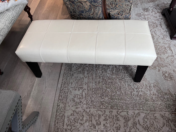 White 100% Leather Bench