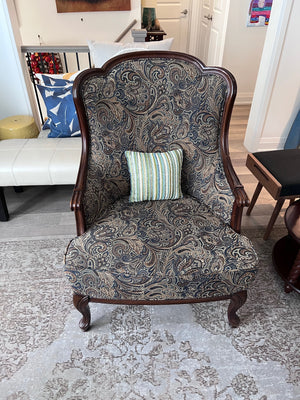 Bombay Company Upholstered Armchair, Wood Frame # 2