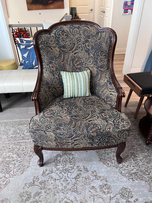Bombay Company Upholstered Armchair, Wood Frame # 1