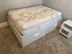 IKEA Brimnes Double Bed with Storage Drawers + Mattress