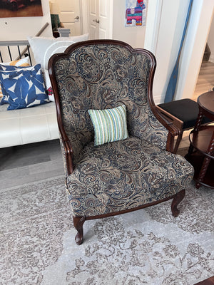 Bombay Company Upholstered Armchair, Wood Frame # 2