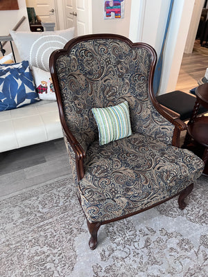 Bombay Company Upholstered Armchair, Wood Frame # 2
