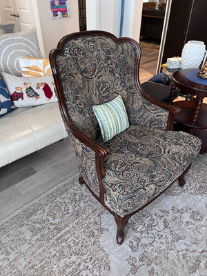 Bombay Company Upholstered Armchair, Wood Frame # 1