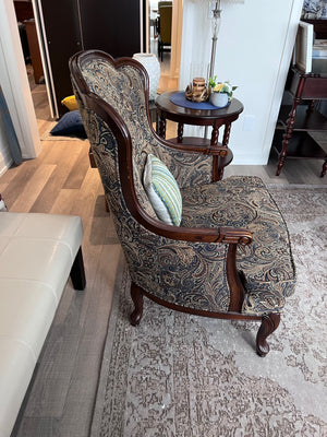Bombay Company Upholstered Armchair, Wood Frame # 2