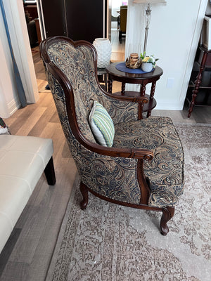 Bombay Company Upholstered Armchair, Wood Frame # 2