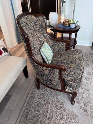 Bombay Company Upholstered Armchair, Wood Frame # 2