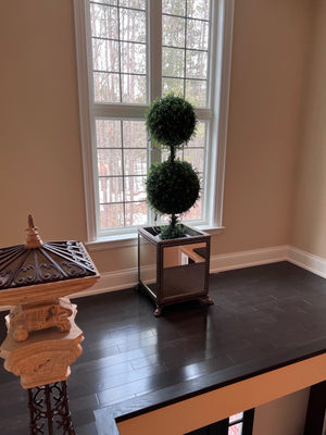 Faux Indoor Tree in Mirrored Planter
