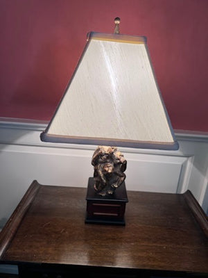 Bombay Monkey See No Evil, Hear No Evil, Speak No Evil Wood Base Table Lamp