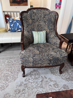 Bombay Company Upholstered Armchair, Wood Frame # 1