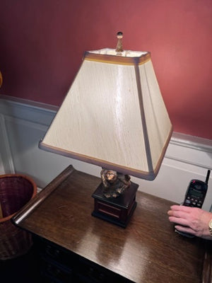 Bombay Monkey See No Evil, Hear No Evil, Speak No Evil Wood Base Table Lamp