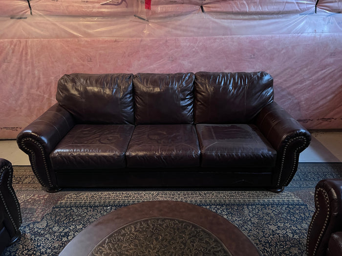 Ashley Furniture Brown Leather "Banner" Sofa