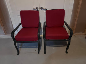 2 La Z Boy Patio Armchairs with Red Cushions