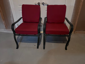 2 La Z Boy Patio Armchairs with Red Cushions