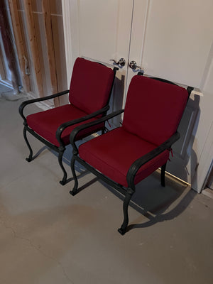 2 La Z Boy Patio Armchairs with Red Cushions