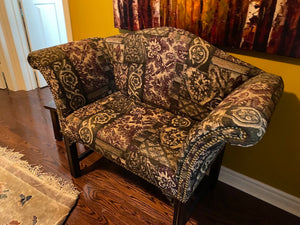 Upholstered Bench/Love Seat, Nailhead Trim