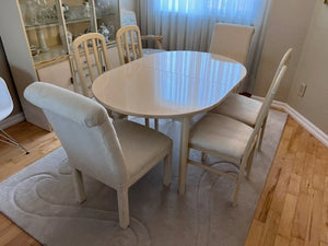 Vintage White Melamine Dining Table + 6 Chairs