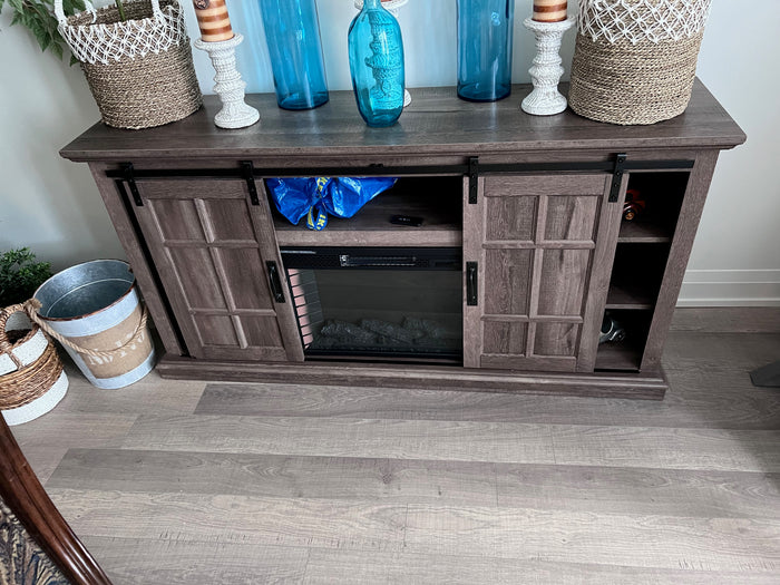 GHP Group Inc- Colton 55" Infrared Media Electric Fireplace -Aged Oak Finish (Retail $820)