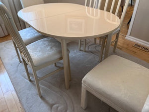 Vintage White Melamine Dining Table + 6 Chairs