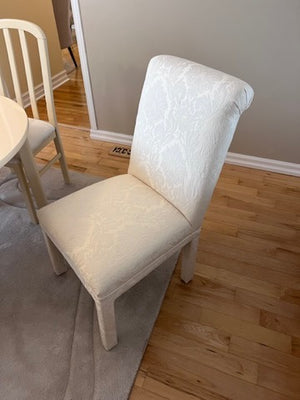 Vintage White Melamine Dining Table + 6 Chairs