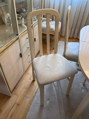 Vintage White Melamine Dining Table + 6 Chairs