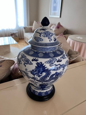 Bombay Company Blue Dragon Vase on Stand