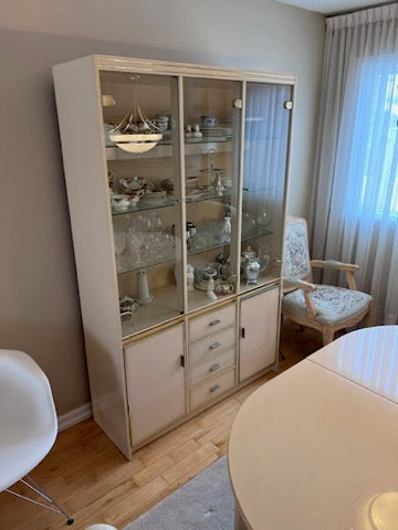 Vintage White Melamine Hutch/China Cabinet