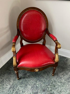 Elizabeth Interiors Red Leather Accent Chair, Croc Print- # 1