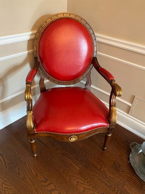 Elizabeth Interiors Red Leather Accent Chair, Croc Print- # 2