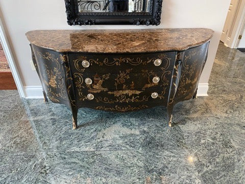 Elizabeth Interiors Marble Top Painted Console Table