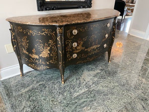 Elizabeth Interiors Marble Top Painted Console Table