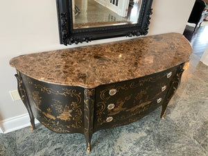 Elizabeth Interiors Marble Top Painted Console Table