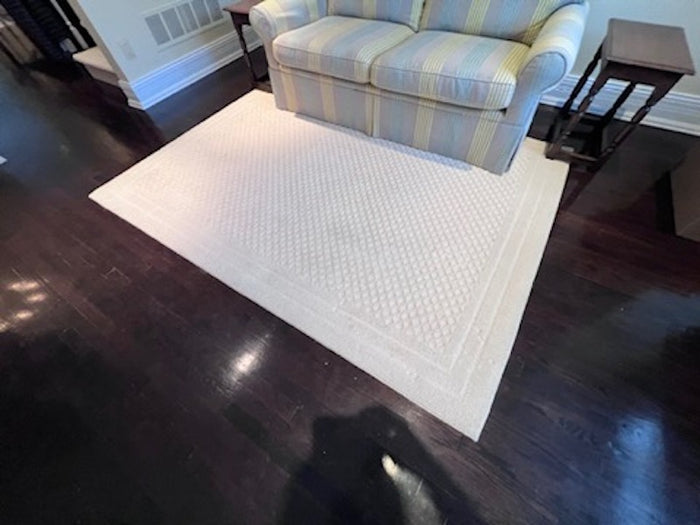 Cream Wool Area Rug- 6ft x 8ft