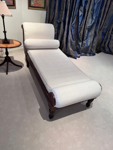 Antique Chaise/Daybed, White Upholstery