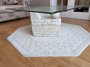 Vintage Tessellated Faux Stone- Glass Top Coffee Table