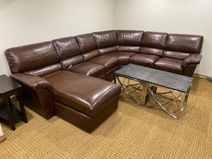 La Z Boy Power Reclining Brown Leather Sectional Sofa