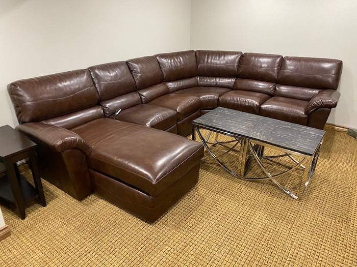 La Z Boy Power Reclining Brown Leather Sectional Sofa