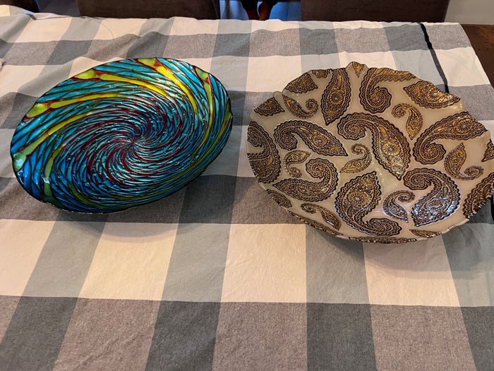 2 Decorative Glass Bowls