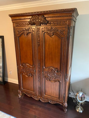 Ornate Carved Wood Armoire