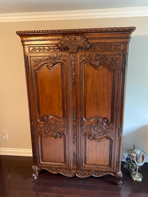 Ornate Carved Wood Armoire