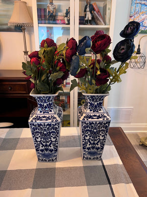 Pair of Bombay Company Vases with Flowers