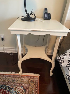 White Painted Wood Side Table # 1