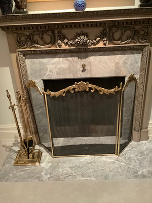 Brass Fireplace Screen + Tools