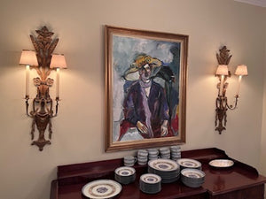 Pair of Wood w/Gold Accents Wall Sconces